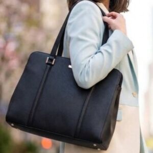 Kate Spade Newbury Lane Miles Black Structured Leather Satchel Shoulder Bag Tote